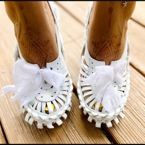 Irregular Choice leather wedge sandals sz8